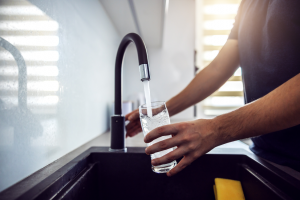 Clean drinking water from a sink faucet in Joliet, Illinois