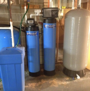 Water softening system installed in a Buffalo Grove basement